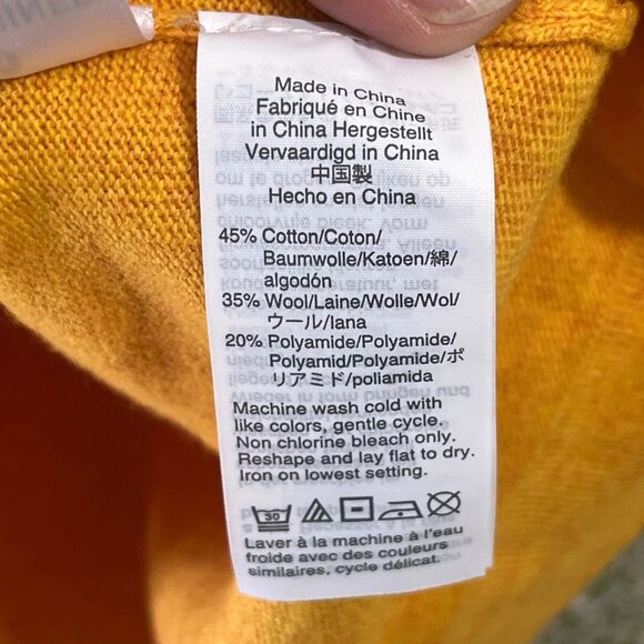 J Crew Sweater Teddie Womans Medium Wool Blend Yellow Long Sleeve Clasual - Picture 7 of 7